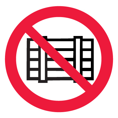 Знак P12 Запрещается загромождать проходы и/или складировать •ГОСТ 12.4.026-2015• (Пленка 200 х 200)