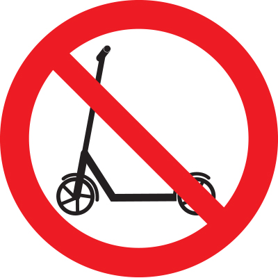 Знак T903 Вход с самокатами запрещен (Пленка 100 х 100)