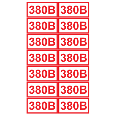 Знак T12 Указатель напряжения - 380 В (Пленка 40 х 80) - комплект из 14 штук