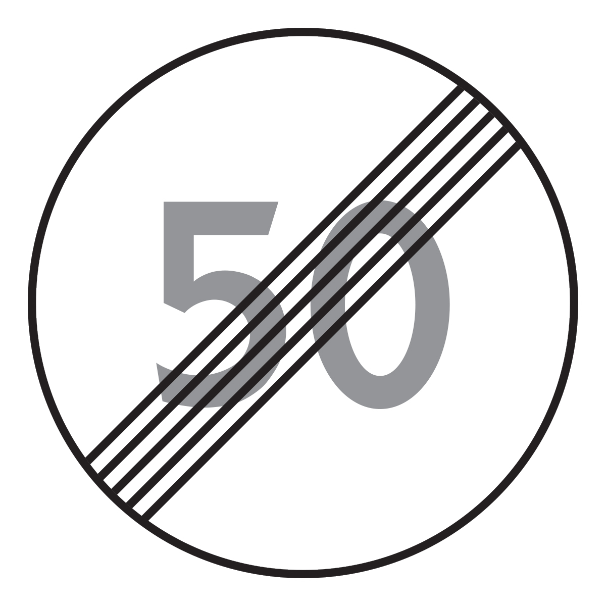 Дорожный знак 3.25 Конец ограничения максимальной скорости (D=700) Тип А