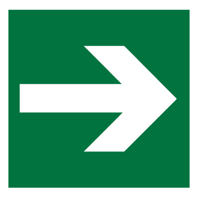 Знак E02-01 Направляющая стрелка •ГОСТ 12.4.026-2015• (Пластик 200 х 200)