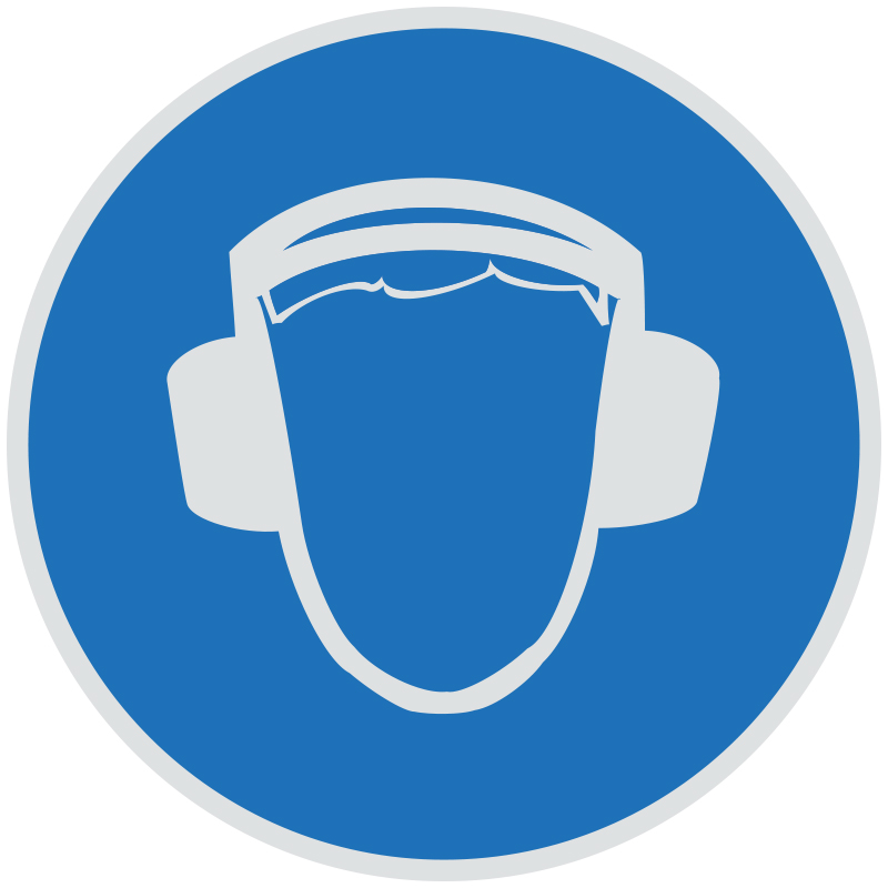 Знак M03 Работать в защитных наушниках •ГОСТ 12.4.026-2015• (Световозвращающий Пленка 200 х 200)