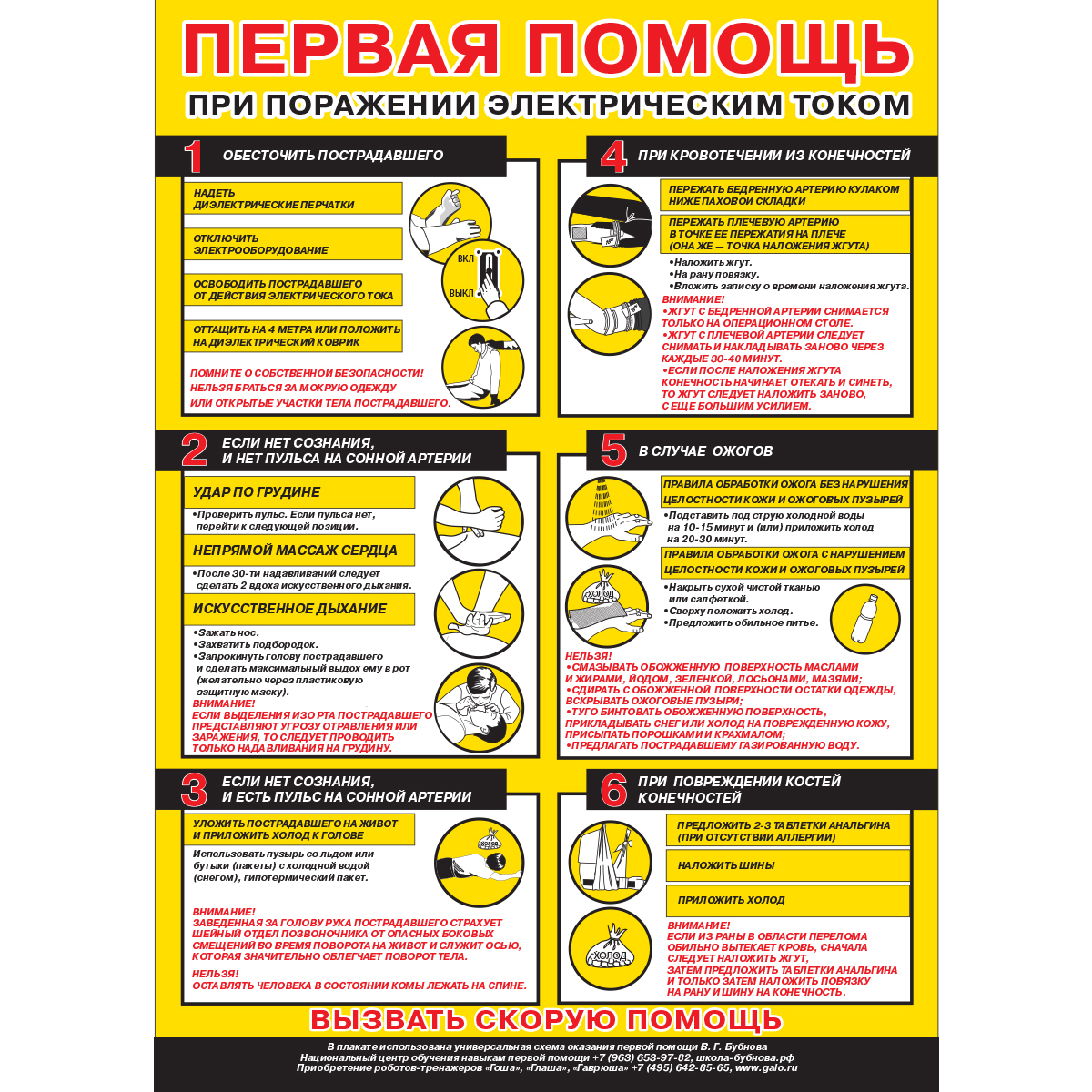 Плакат "Первая помощь при поражении электрическим током" (Пленка, 1 л.)