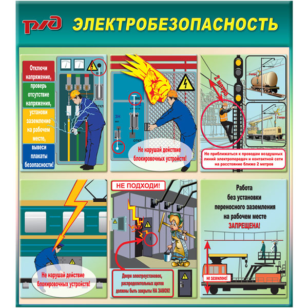Стенд "Электробезопасность на железной дороге СТ135 (Пластик 1000 x 900 х 3)"
